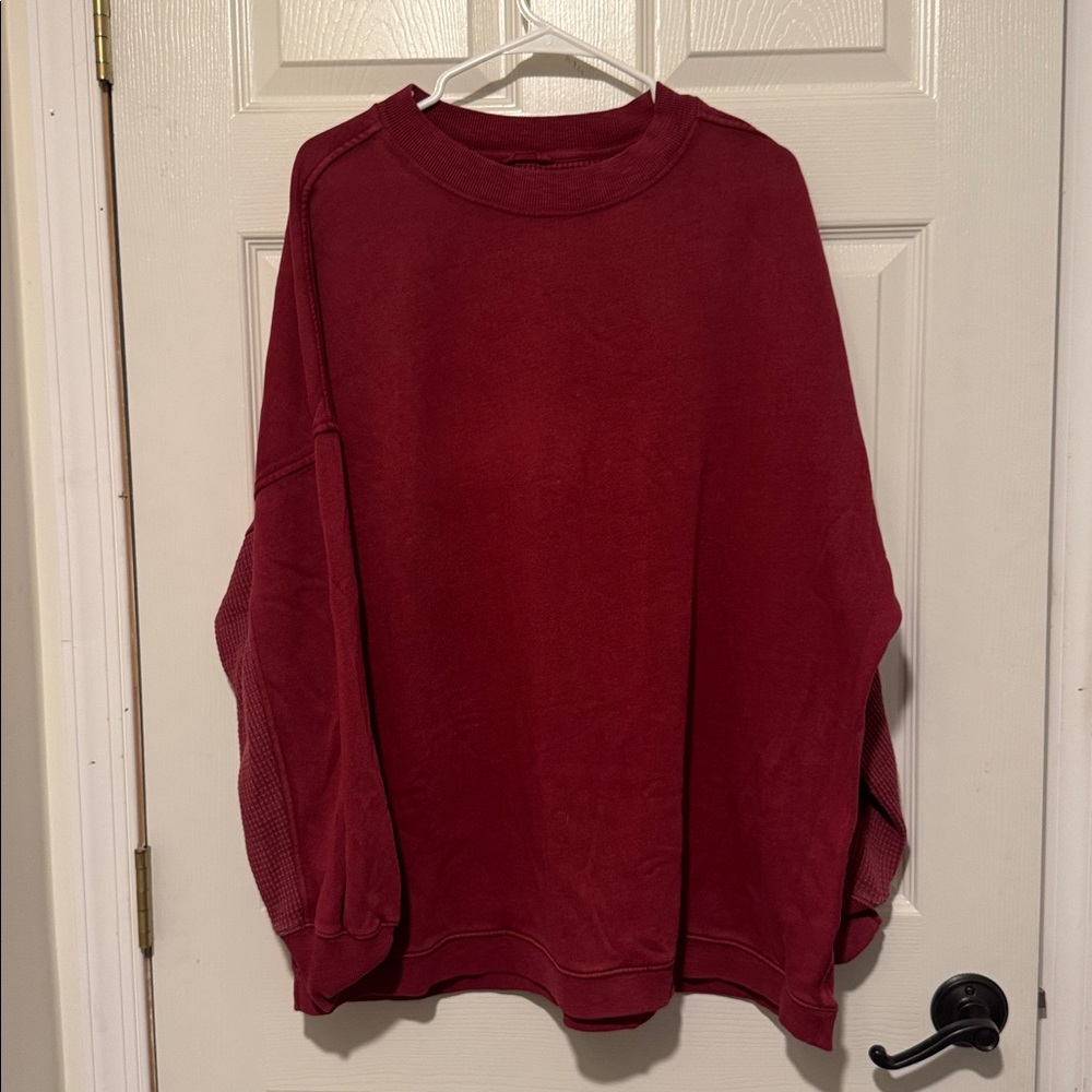Aerie Maroon Ribbed Hem Pullover